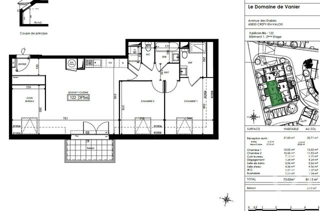 Appartement F3 bis à vendre - 4 pièces - 73.02 m2 - CREPY EN VALOIS - 60 - PICARDIE - Century 21 Vandôme Immobilier