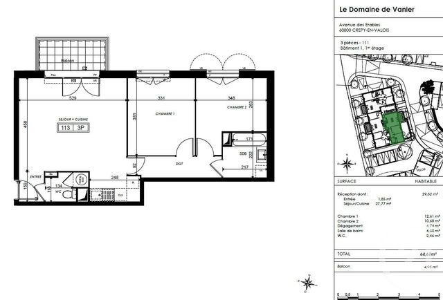 Afficher la photo en grand Appartement F3 à vendre - 3 pièces - 64.61 m2 - CREPY EN VALOIS - 60 - PICARDIE - Century 21 Vandôme Immobilier